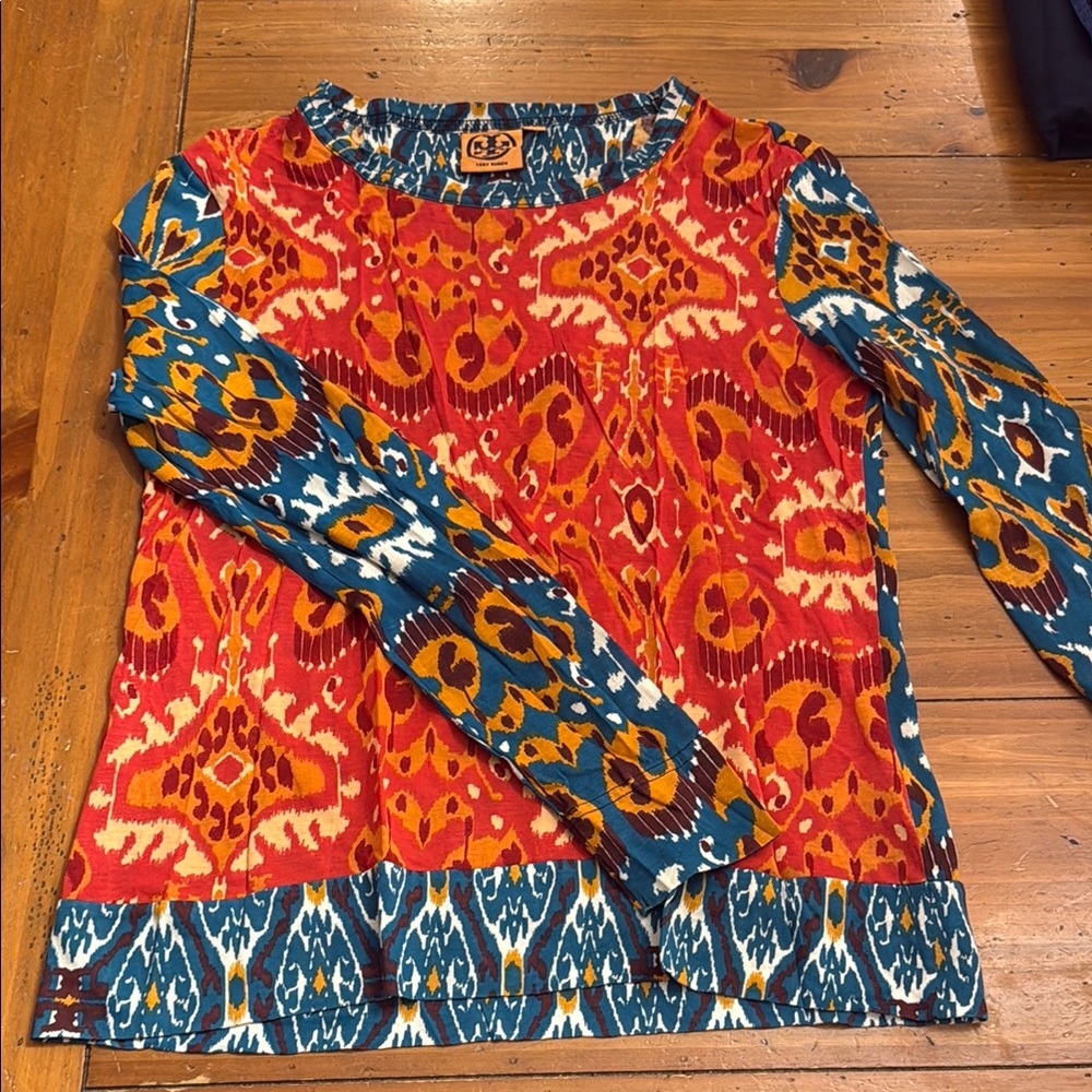 Tory Burch Colorful Patterned Long Sleeve Top Excellent condition!